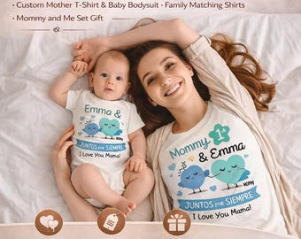 Conjuntos personalizados a juego para mamá y bebé, camiseta y body personalizados para la madre.