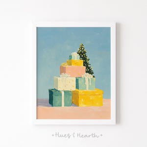 Christmas Gifts Pyramid Print – Pastel Holiday Wall Art (Digital Download)
