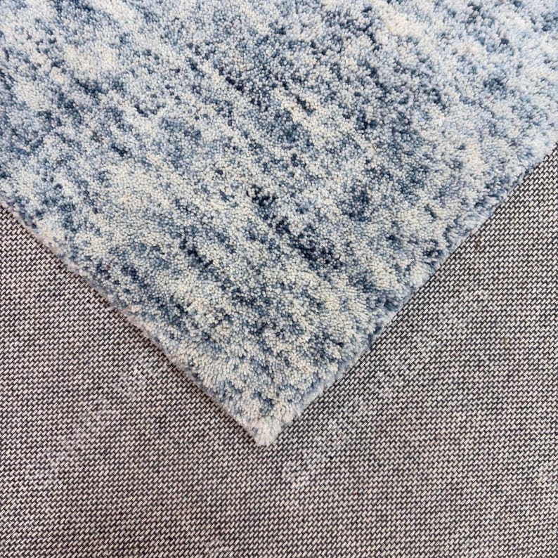 Blue Neutral Rug Blue Gray Wool Area Rug, Soft Textured Neutral Carpet, Modern ...
