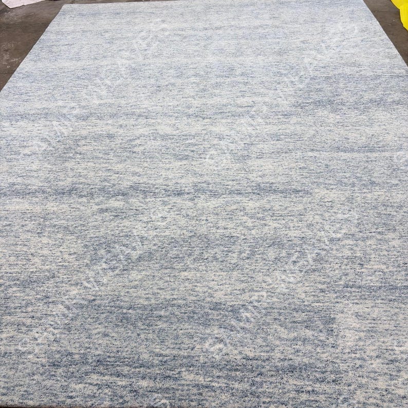 Blue Neutral Rug Blue Gray Wool Area Rug, Soft Textured Neutral Carpet, Modern ...