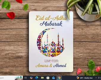 printable Eid Mubarak Card Template Canva, Digital Download Eid al-Adha Greetings  Islamic gold luxury DIY Instant  and personalized