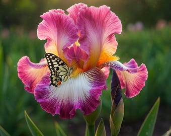 50 Pink Sunrise Bearded Iris Seeds - Rozegouden gegolfde vaste plant