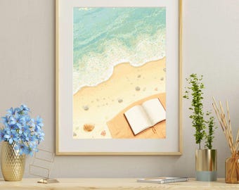 Beach Reading Wall Art | Coastal Ocean Book (Digital Download)