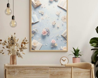 Romantic Reading Nook Decor | Soft Feminine Book Lover Print | Cottagecore Digital Download