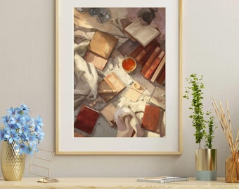 Vintage Books Wall Art | Cozy Reading Nook Decor (Digital Download)