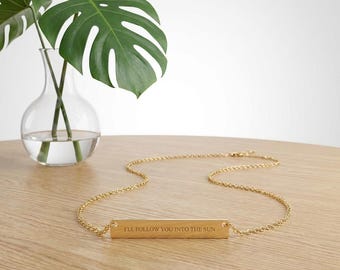 I'll Follow You Into The Sun Horizontal Bar Necklace | BTS Arirang Quote