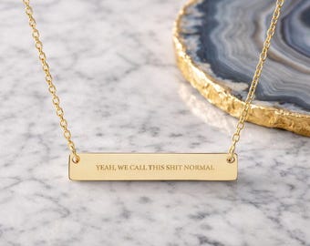 Normal Lyrics Horizontal Bar Necklace | BTS Arirang Engraved Jewelry