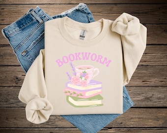 Bookworm Reader Design Crewneck Sweatshirt | Book Lover | Reading Shirt