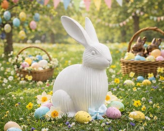 Modern Ribbed Easter Bunny Decor – Minimalist Spring Decoration