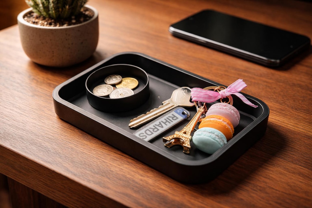 Modern Desk Valet Organizer With Coin Holder, Minimal Entryway Tray - Etsy