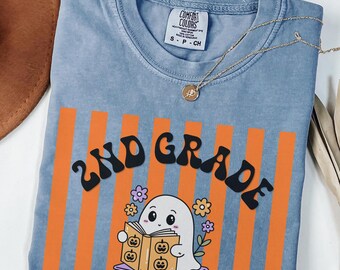 Customized Second Grade Teacher Shirt, Halloween Teacher Shirt, Comfort Colors Teacher Tee, Back to School Teacher Gift