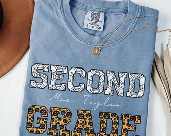 Customized Second Grade Teacher Shirt, Halloween Teacher Shirt, Comfort Colors Teacher Tee, Back to School Teacher Gift