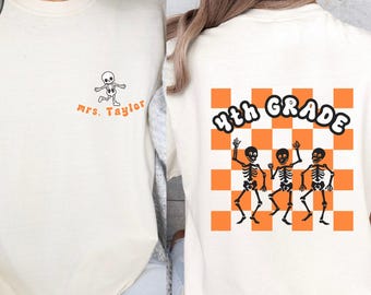 Customized Second Grade Teacher Shirt, Halloween Teacher Shirt, Comfort Colors Teacher Tee, Back to School Teacher Gift