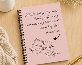 Custom Mom Journal, Meaningful Gift for Mom from Daughter, Mother's Day Spiral Notebook, Sentimental Quote Journal, Cute Pink Notebook