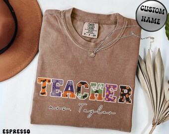 Customized Teacher Shirt, Halloween Teacher Shirt, Comfort Colors Teacher Tee, Back to School Teacher Gift