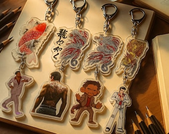 Yakuza Dragon Keychain, Majima Anime Acrylic Charm, Ryu Ga Gotoku Keyring, Japanese Game Bag Pendant, Otaku Gift