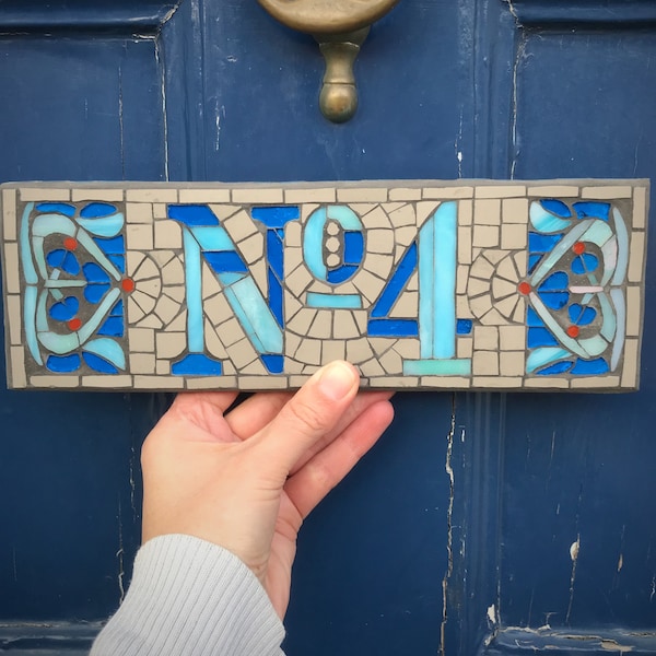 Mosaic, Art Nouveau, House Number, address plaque, address sign