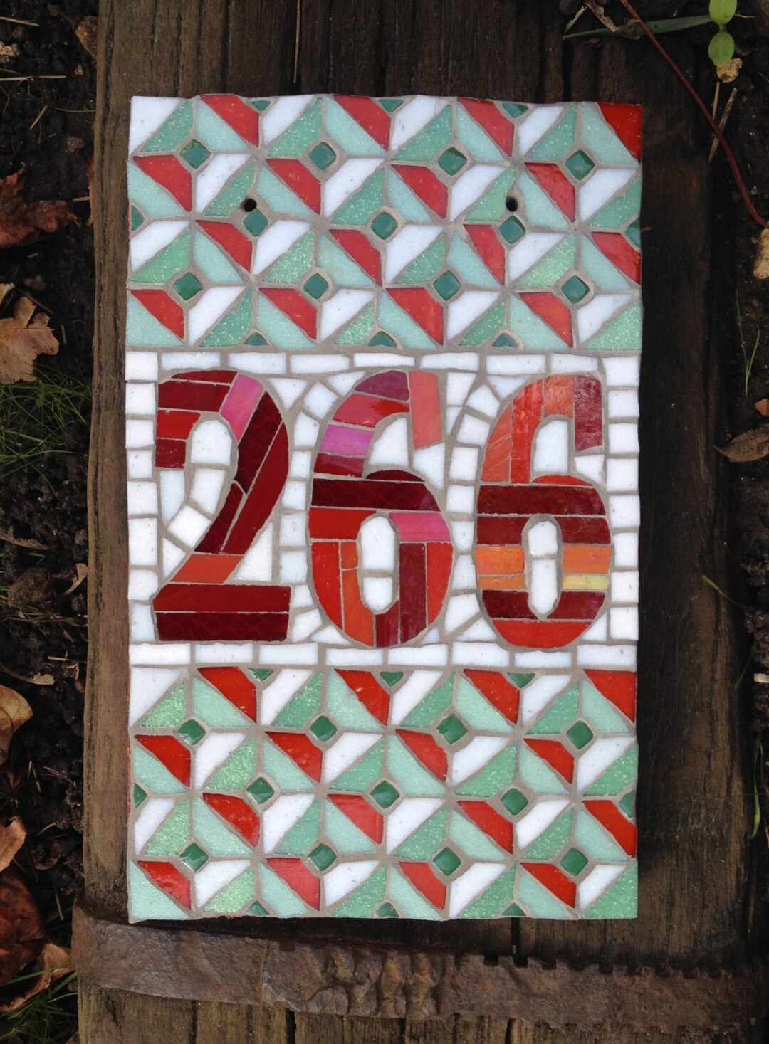 Mosaic House Number, Address Plaque, Street Number, Square Pattern ...