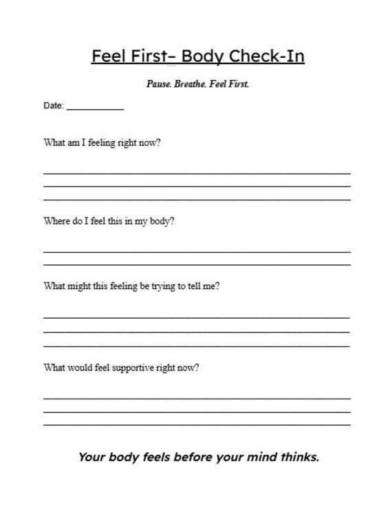Feel First Reset Pack | Nervous System Check-In Bundle | Emotional Reset Worksheets
