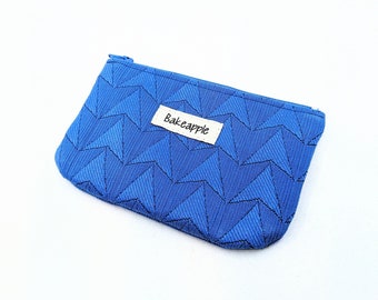 Porte-monnaie zippé bleu recyclé, Pochette pour pièce de monnaie, Porte-monnaie, Porte-cartes de fidélité, Pochette zippée minimaliste, Recyclage, Idées cadeaux durables