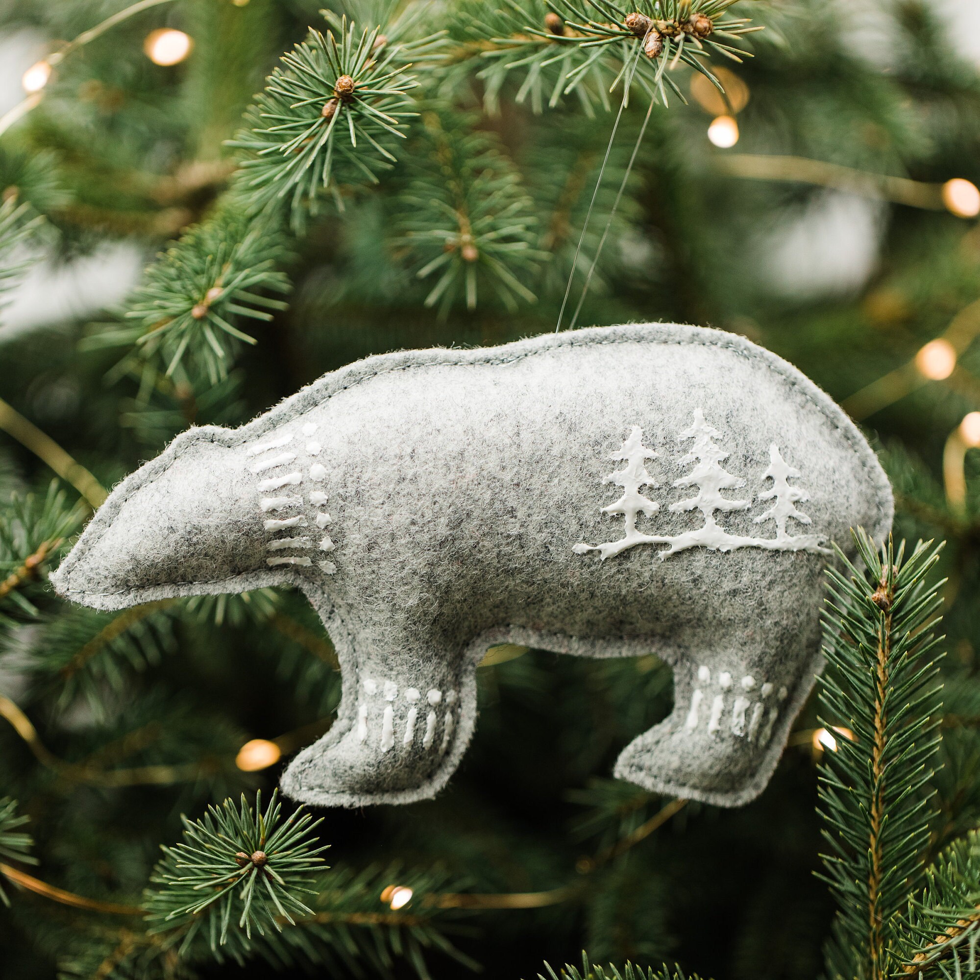 Upcycled Polar Bear Ornament Felt Ornament Christmas Etsy