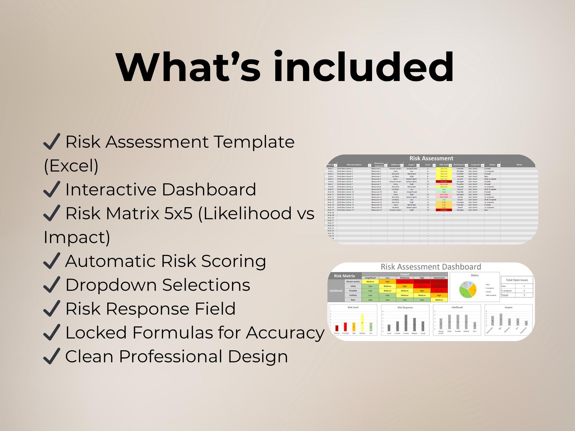 Advanced Risk Assessment Template | 5x5 Risk Matrix | Risk Register ...