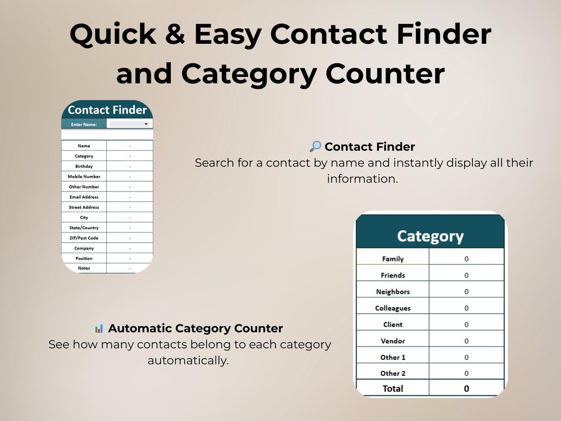 Digital Address Book Template | Contact List Spreadsheet | Address Book ...