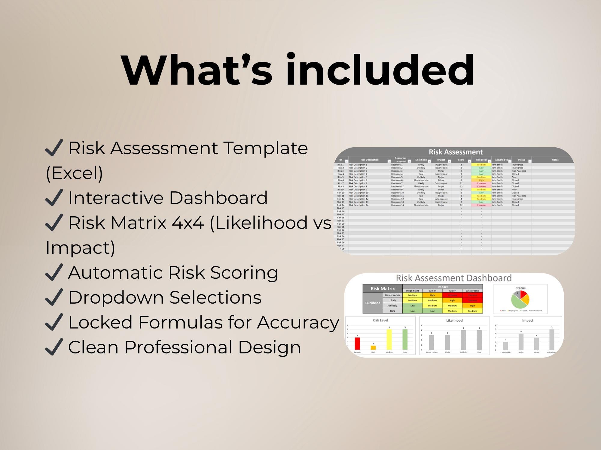 Simple Risk Assessment Template Excel | Risk Matrix 4x4 I Risk ...