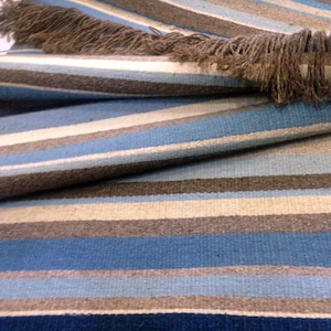 Handwoven blue wool rug &quot;The Blue Lagoon&quot;, Handmade bedroom runner rug, High quality living room area rug, Modern boho carpet, Custom sizes.
