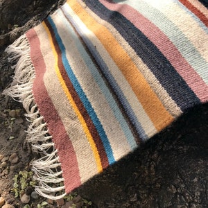 Handwoven striped colorful wool rug - retro accent for modern home. Hand woven rug runner, art design, floor rug, area rug.