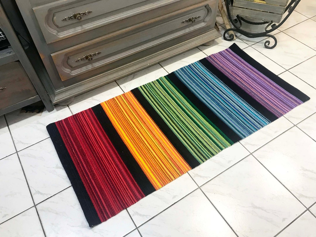 Wool Rainbow Rug Handwoven Wool Rainbow Runner Rug, Modern Boho Carpet - Etsy