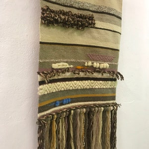 Grande arazzo da parete, arazzo da parete tessuto a mano, arte in fibra di lana naturale, arazzo da parete boho, decorazione da parete per camera da letto, arte da parete per soggiorno