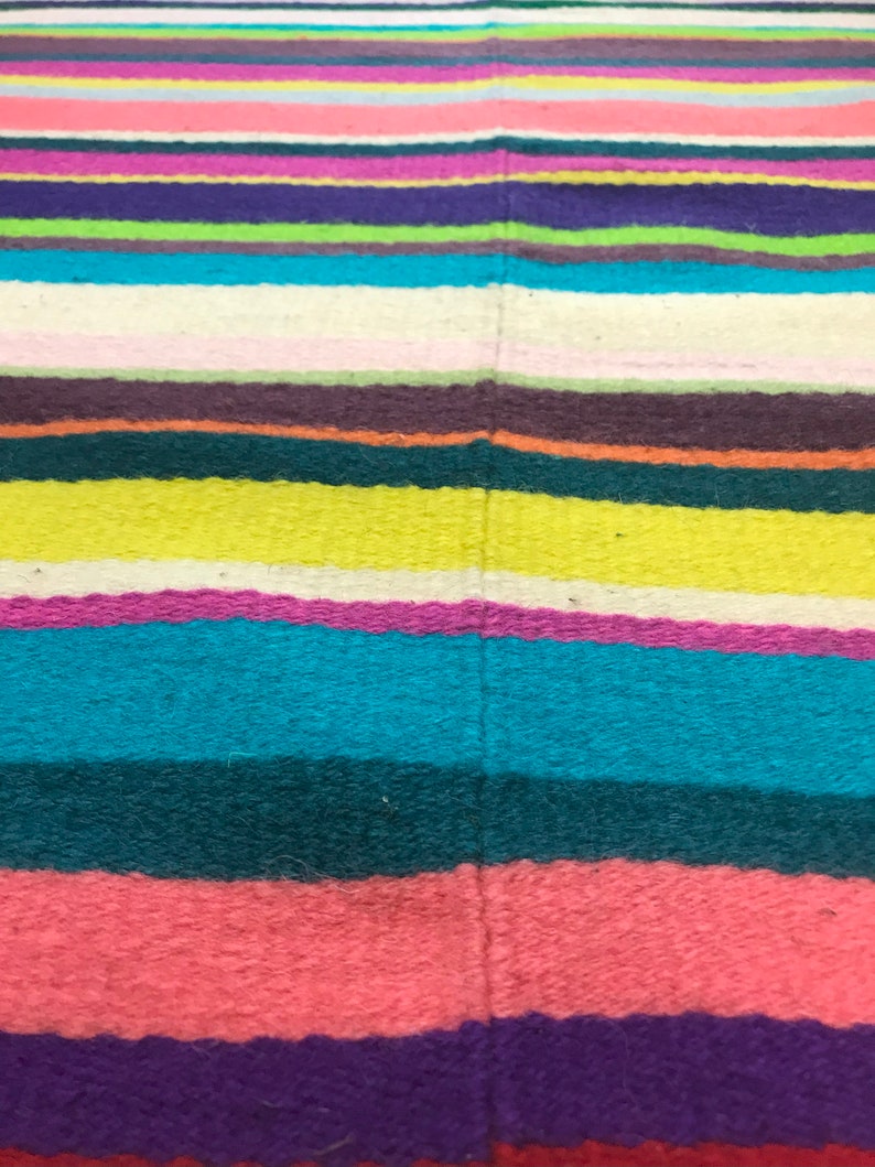 Handwoven wool colorful carpet, Bedroom boho area rug, Living room carpet, Vivid colors kid's rug, Washable carpet, Unique art home textile. image 3