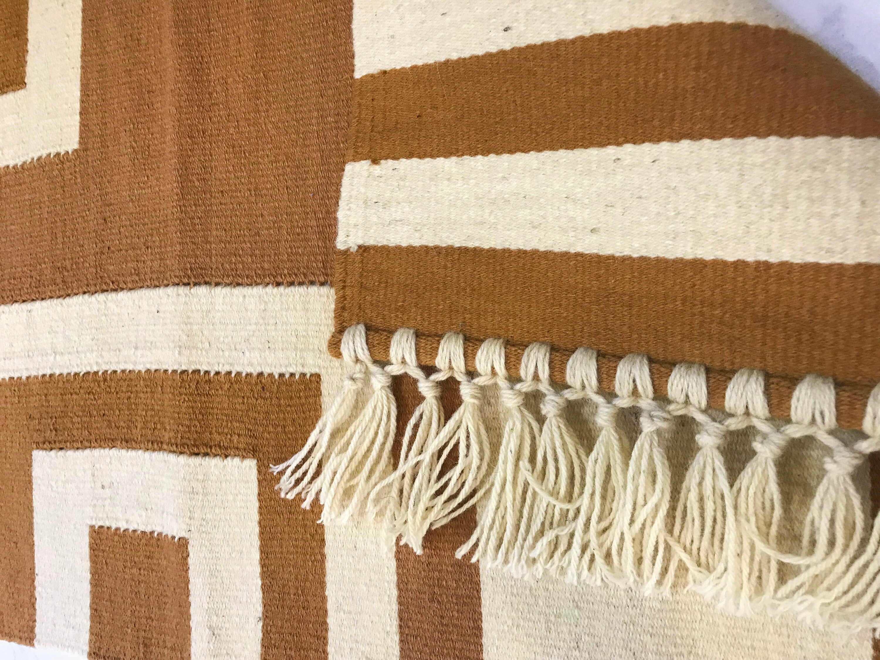 手織り ウール キリム 玄関マット ラグ イエロー系 DRW-1004