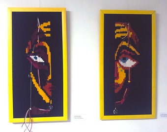 Woven Wall Hangings, Wool Tapestry with Fused Glass, Boho Fiber Art