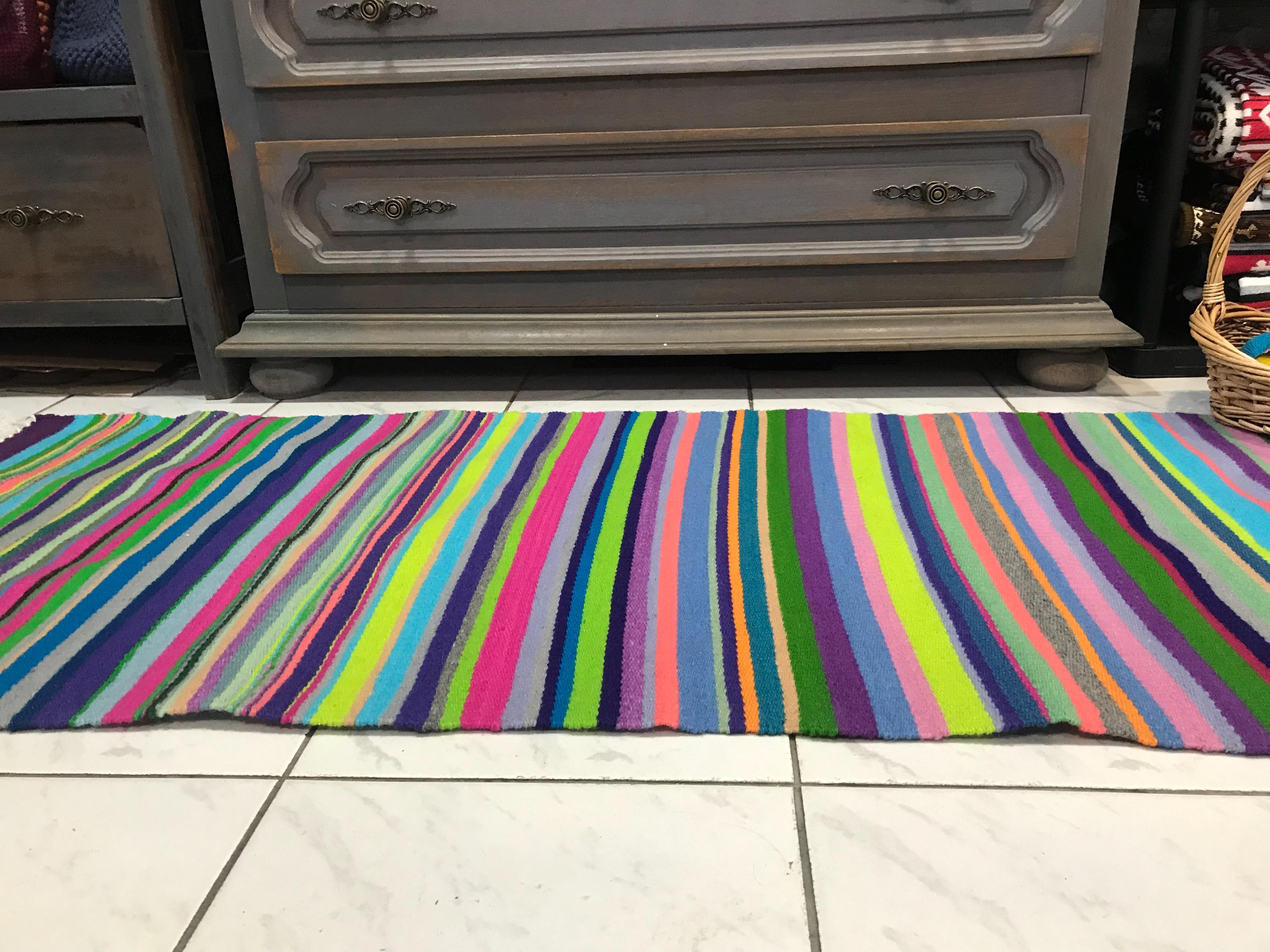 Handwoven Striped Colorful Wool Rug - Retro Accent for Modern Home - Etsy