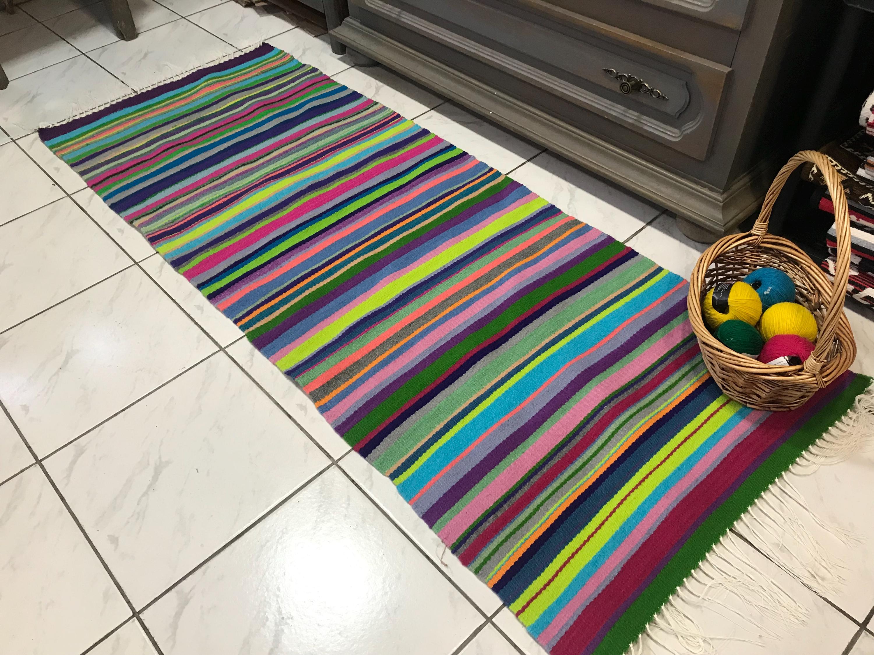 Handwoven Striped Colorful Wool Rug - Retro Accent for Modern Home - Etsy