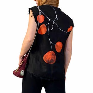 Upcycled Hand Painted Top – Wearable Art Blouse, Artistic Statement Shirt, Handmade in Spain