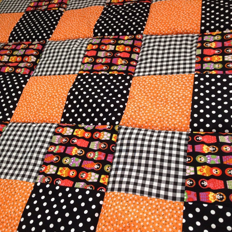 Baby Patchwork Quilt Playmat, Dolls, Dots, Floral and Gingham image 3