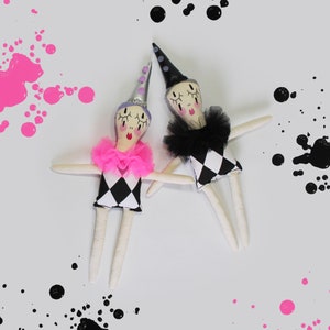 Harlequin doll, RosieDoll, Rag Doll, Dolly, Handmade Doll, girl gift, cloth doll, doll maker, monochrome