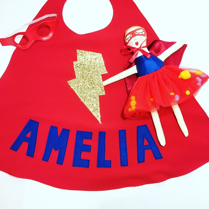 Superhero Branded goods Cape and New life Mask Set with name Personlised