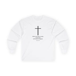 Minimal Cross with Scripture Long Sleeve Tee | Christian Faith Tee