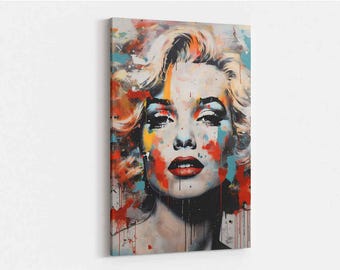 Marilyn Monroe Graffiti Canvas Art, Urban Pop Art Portrait