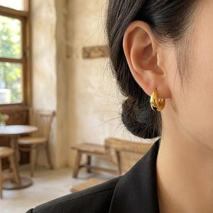 Geometric Hinged Hoop Earrings, Sterling Silver or Gold, Minimalist Everyday Wear