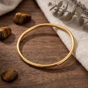 Stainless Steel Bangle Bracelet, Minimalist Stackable Cuff