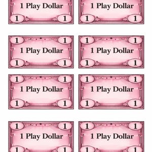 Dinero de juguete rosa imprimible, billetes para el aula, recompensas en efectivo (PDF digital)