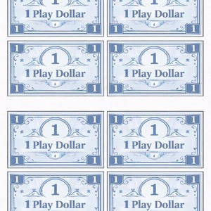 Dinero de juguete azul imprimible, billetes para el aula, recompensas en efectivo, matemáticas para la educación en casa (descarga en PDF)