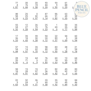 4th & 5th Grade Math Workbook Printable Addition Practice Homeschool Resource 10 Unique Worksheets PDF Download