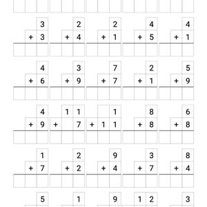 Hojas de trabajo de matemáticas de verano para tercer grado: práctica de suma sin preparación. 25 hojas de trabajo imprimibles únicas en formato PDF.
