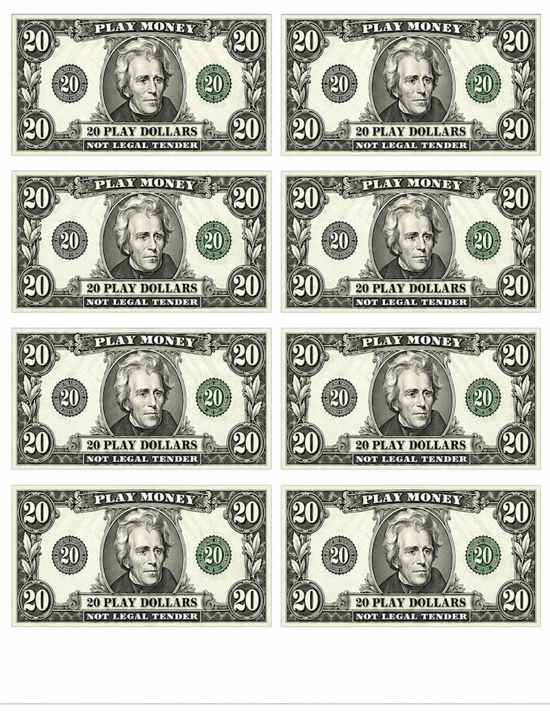 Realistic Play Money Printable Kids Pretend Cash Classroom Bucks (PDF ...